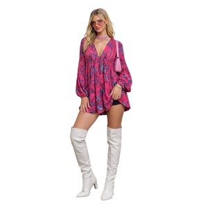 Vintage FREE PEOPLE Boho Paisley Flowy Top Balloon Peasant Sleeves Women’s Small